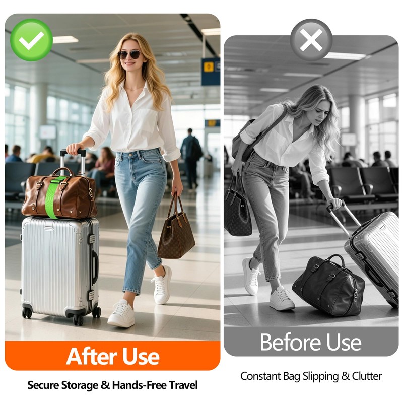 Pddgllut Luggage Connector Straps for Suitcases, Adjustable Travel Bungee for
