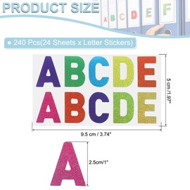 PATIKIL Letter Stickers 1 Inch, 240 Pcs/ 48 Sheets Self Adhesive Vinyl Large Alphabet Number Stickers for Arts DIY Crafts Home Mailbox Bulletin Classroom Decor, Flash Colorful