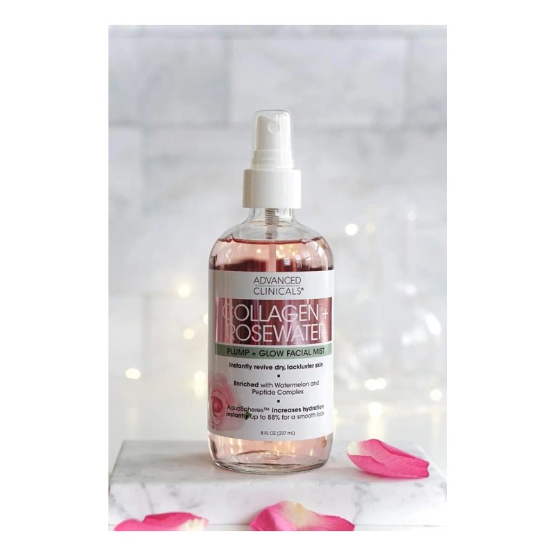Agua de Rosas Advanced Clinicals Humectante Facial 237ml Día Todo