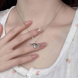 Xduargs Boho Dog Choker Necklace Vintage Cute Dog Necklace Silver Funny Dog Pendant Necklace Minimalist Long Ears Dog Chain Necklace Jewelry for Women and Girls