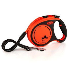 Flexi Xtreme Tape Retractable Dog Leash for Small Dogs Upto 20 kgs,-5m,Orange & Black| Tangle-Free Pet Walking Leash with One-Handed Brake, Pause, Lock| German Quality Product