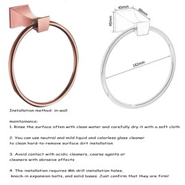 GAKIN Towel Holder Bathroom Rose Gold Zinc Alloy Rack Modern Simple Ring