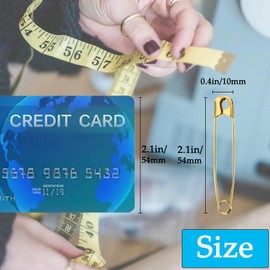 Urmspst 100PCS Safety Pins, 2.1 inch Small Safety Pins, Rust-Resistant Nickel Plated Steel, Sharp Edge Safety Pin for Clothes, Sewing, 54mm Decorative Safety Pins Assorted (Gold)