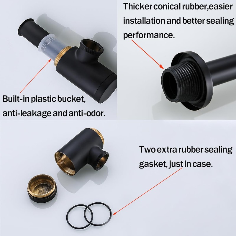 RANDOM Black Brass Bottle P Trap Kit Contemporary Round Bottle