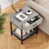 IDEALHOUSE 2024 New Nightstand with Charging Station - Rustic Grey