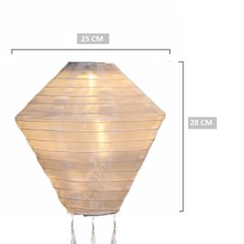 NOMA Solar Mandarin Lantern, Diamond with Tassels, 28 cm, White