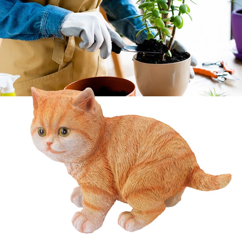 Outdoor Garden Decor Cat Statues Kitten Ornaments Gardening Decorations Gardening