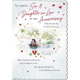 Piccadilly Greetings Traditional Annivesary Card Son & Daughter in Law - 9 x 6 inches -