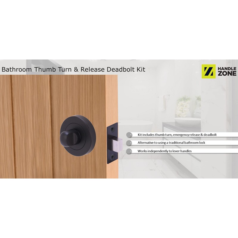 HANDLEZONE® Bathroom Toilet Door Thumb Turn and Release Deadbolt Kit
