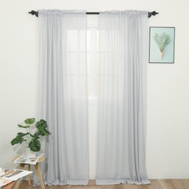 Cortinas transparentes de encaje grueso de gasa, jacquard, patrón de ondas de espiga, semitransparentes, para ventana, dormitorio, sala de estar, juego de 2 paneles de cortina de 52 x 84 pulgadas, color gris