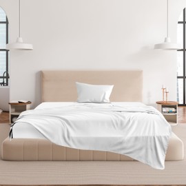 CHOEGOBEST Easy Care Luxury Microfiber Extra Soft and Cooling Bed Sheet Set with Deep Pockets (Bright White, Twin XL Set of 3)