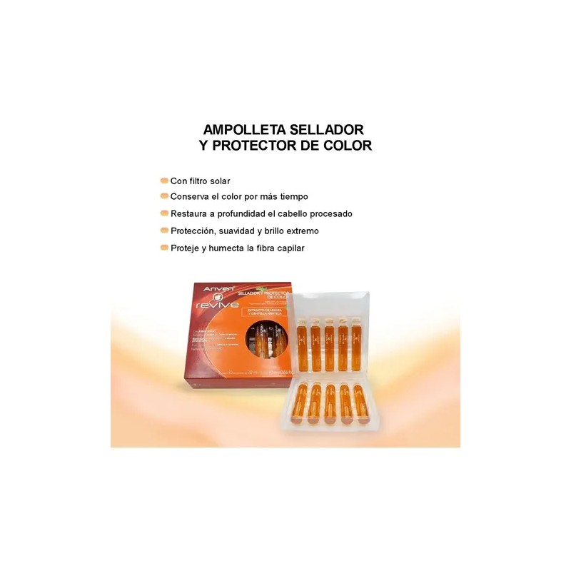 Caja Ampolletas Teñido Anven Revive Sellador Color C/10pzas