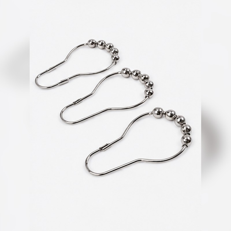 Roller Ball Shower Curtain Hooks for Bathroom – 12-Piece Hanging