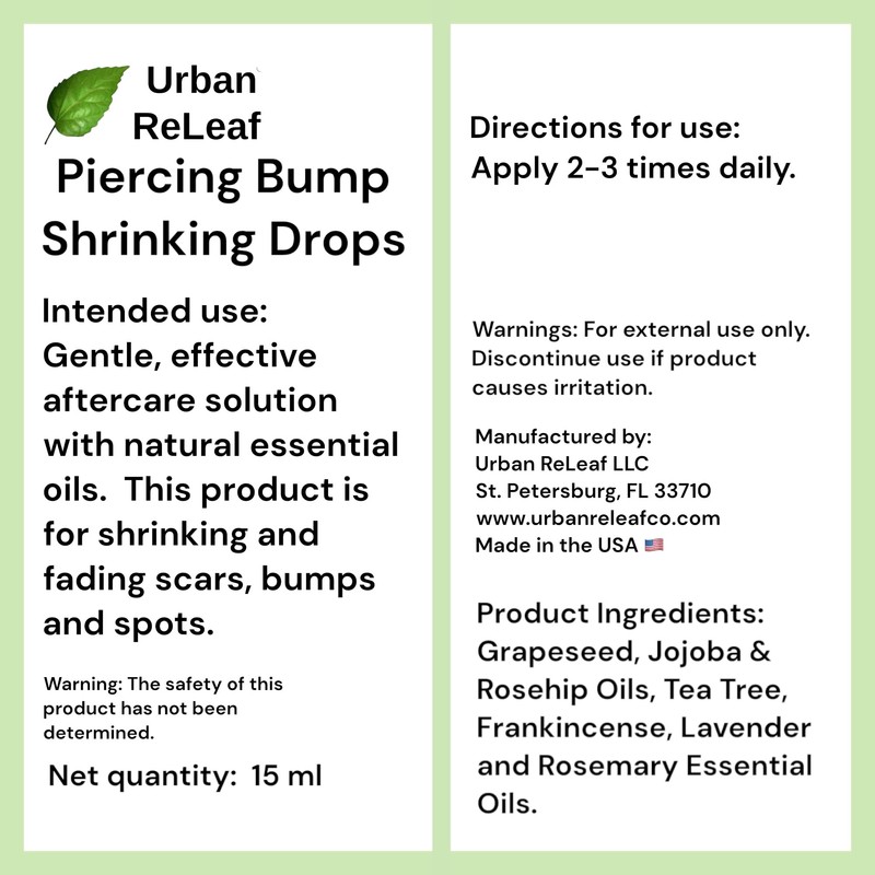 Urban ReLeaf Piercing Bump Shrinking Drops! Keloid Bumps Gentle Effective