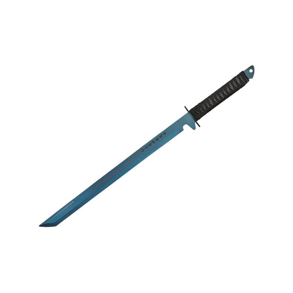 Wartech K1020-61-BL 440 Stainless Steel Full Tang Blade Ninja Hunting Machete Sword with Sheath, 27", Blue