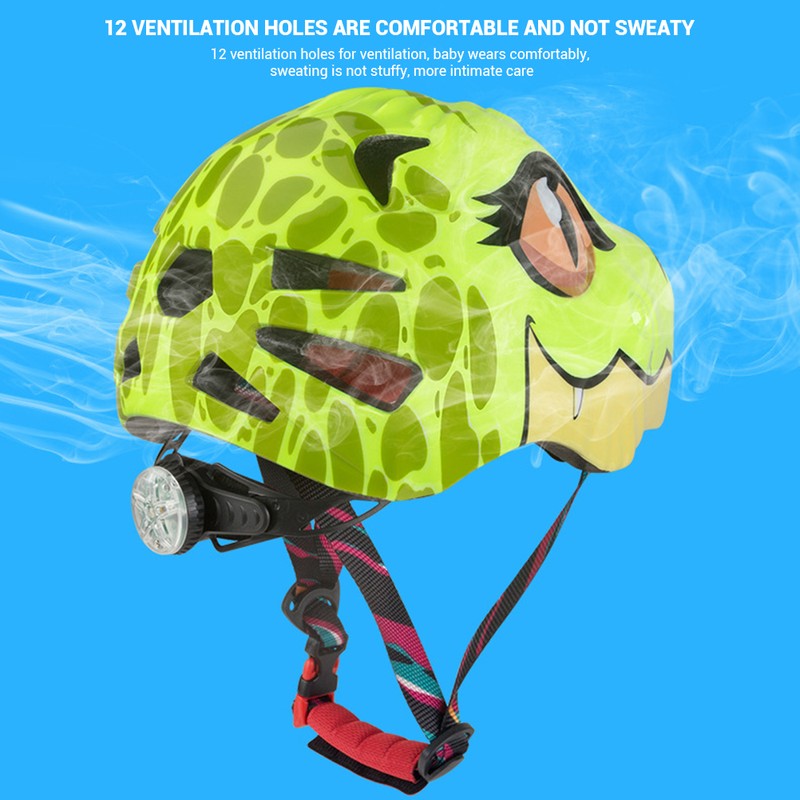 Kids Cartoon Dinosaur Safety Cycling Helmet with Rear LED Light