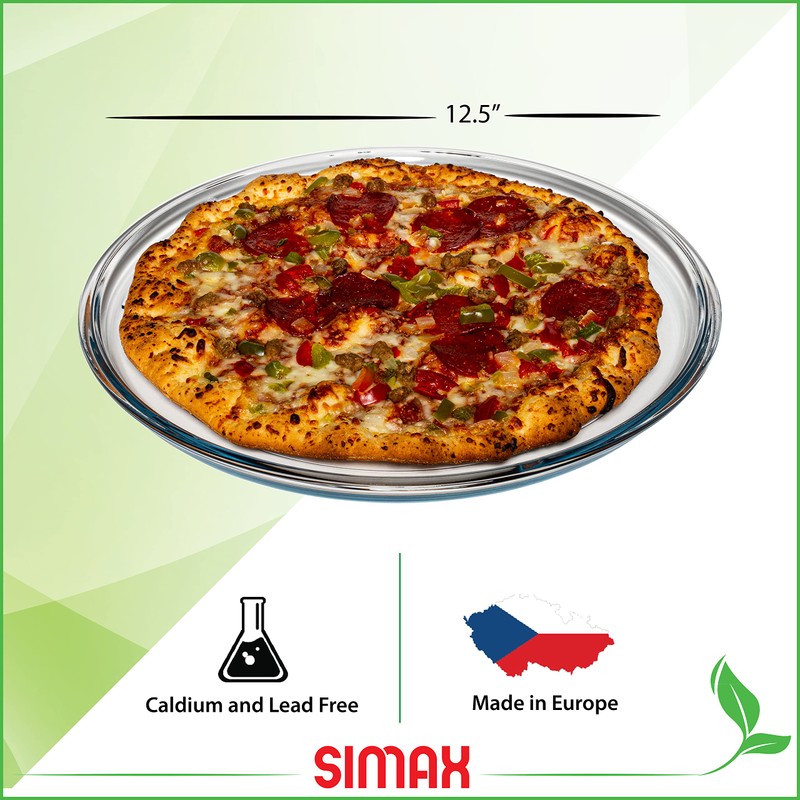 SIMAX Glass Pizza Pan for Oven: Borosilicate Glass Pizza Tray