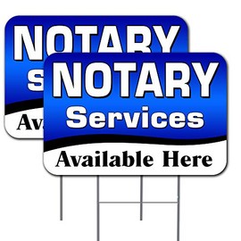 Vista Products NOTARY Services Available Here 2 Pack Double-Sided Yard Signs 16" x 24" with Metal Stakes (Made in the USA)