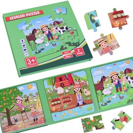 Children's Puzzle Magnet, 48-Piece Puzzle Activity, Magnets Puzzle Book for Children, Farm Puzzle for Children from 4, Travel Games Children from 3 5 Learning Magnet Gift for Road Trip Plane