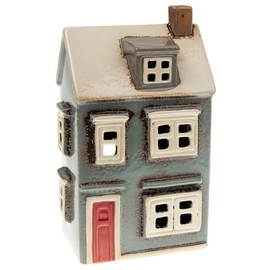 Village Pottery Tea Light Holder Country House Grey