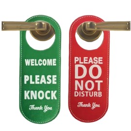 Please Do Not Disturb Leather Door Sign with Inscription Do Not Disturb Please Do Not Disturb Sign and Come Rein Door Sign Printed on Both Sides Door Pendant for Office Home Clinic Dorm