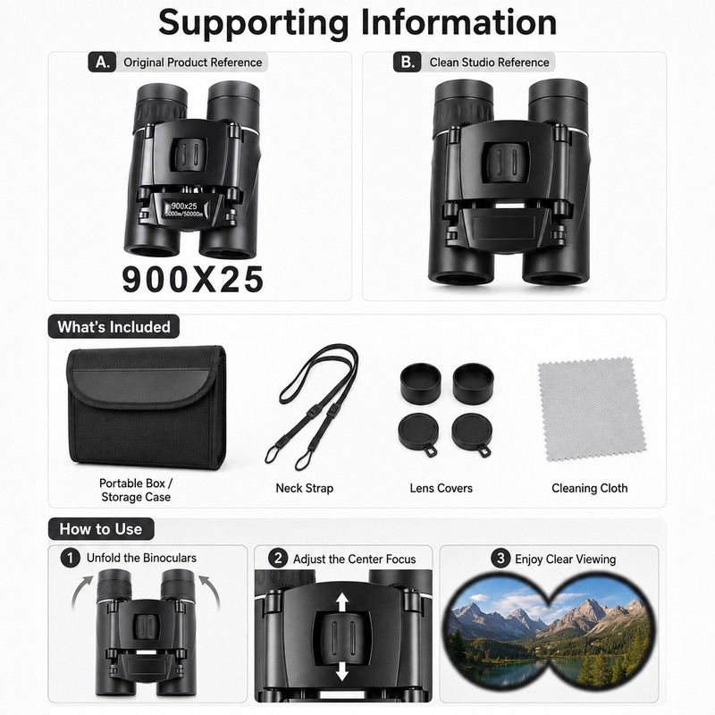 Compact Binoculars for Outdoor Viewing – BAK4 Folding Telescope with