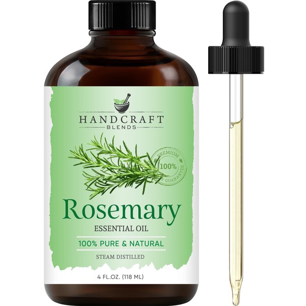 Handcraft Blends Rosemary Essential Oil - 100% Pure and Natural - Premium Therapeutic Grade with Premium Glass Dropper - Huge 4 fl. Oz