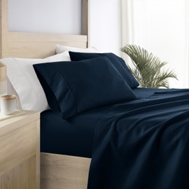 Linen Market Bed Sheets for Twin Size Bed (Navy) - Sleep Better Than Ever with These Soft and Cooling Twin Sheets - Deep Pocket Fits 16" Thick Beds - 3 Piece Twin Sheet Set