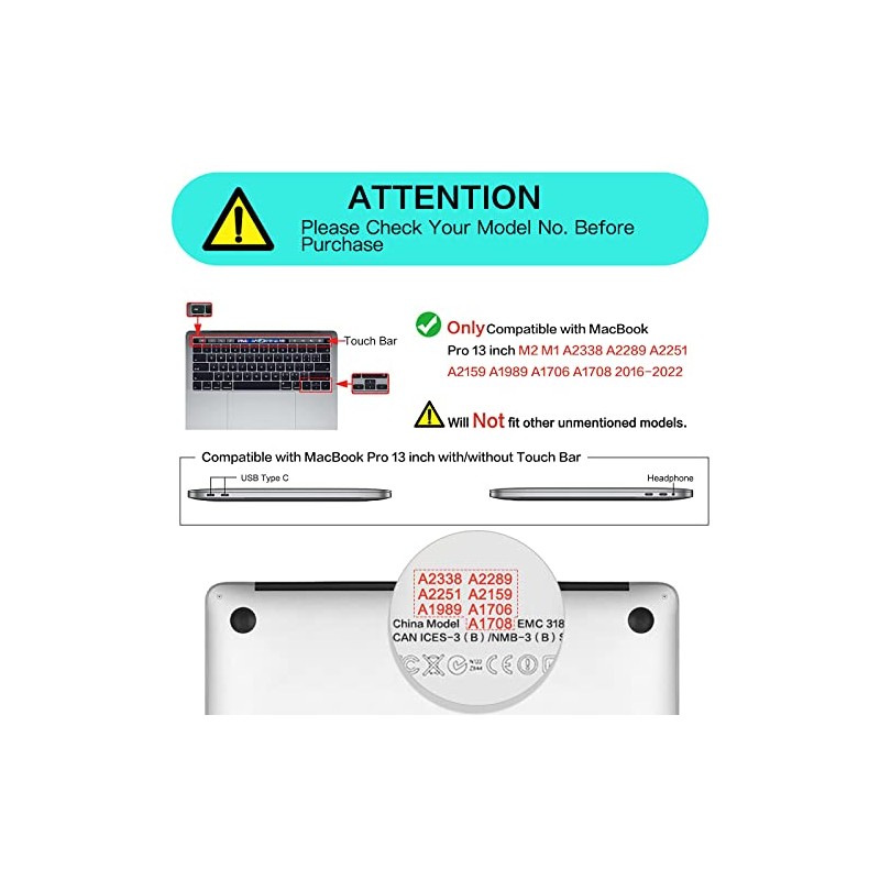 MOSISO Funda Dura Compatible con MacBook Pro 13 Pulgadas M2