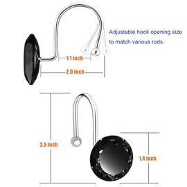 12PCS Shower Curtain Hooks Rings for Bathroom, Stainless Steel Rust Resistant Decorative Rhinestones Shower Curtain Rings Hangers for Shower Curtains, Clothing, Towels, etc. (Black)