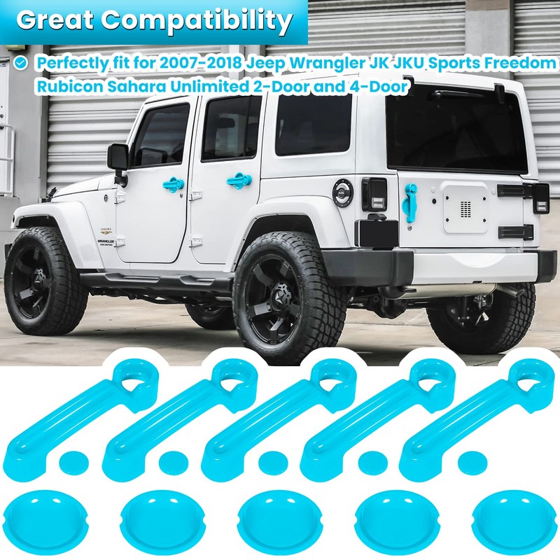 E-cowlboy Door Handle Cover Inserts+Tailgate Handle Cover+Recess Guard for 2007-2018