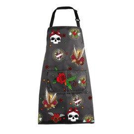 MBMSO Tattoo Apron Tattoo Artist Gift Funny Eat Sleep Tattoo Repeat Tattooing Apron Tattoo Gift for Tattoo Lover Tattoo Master Gift, Tattoo Skull Apron-b, Standard