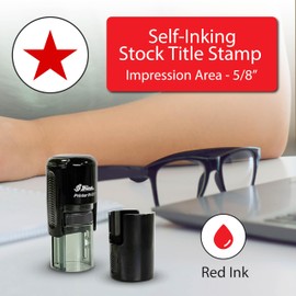 Shiny Star Teacher Stamp, Round Self Inking Stamp for Classroom, Red Ink