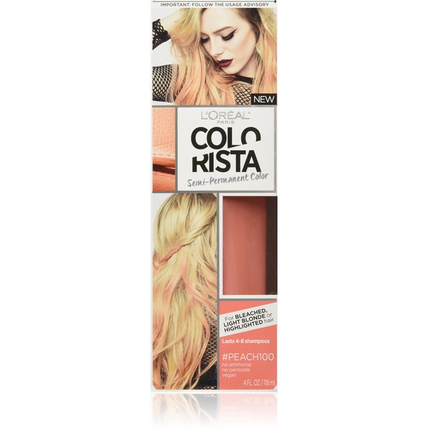 L'Oréal Paris Colorista Semi-Permanent Hair Color for Light Bleached or Blondes, Peach