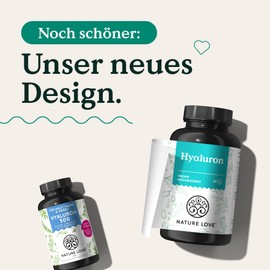 Nature Love NATURE LOVE® Hyaluron Kapseln mit Zink - Hochdosiert mit 500mg - für Haut, Haare & Nägel - 90 Hyaluronsäure Kapseln - Vegan, Laborgeprüft, ohne unerwünschte Zusätze & in Deutschland produziert
