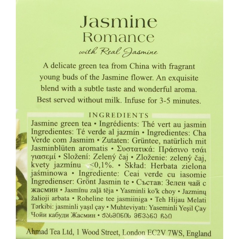 Ahmad Tea Jasmine Romance Green Tea, 20-Count Boxes (Pack of