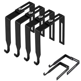 Door Hanger, Partition Hook, Divider, Door Hook, Hat, Clothes, Umbrella, Towel, Bag, Hanging Hook, Width 1.3 - 3.5 inches (32 - 88 mm), Easy Installation, Space Saving, Set of 4, Black
