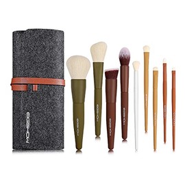 EIGSHOW - Juego de brochas de maquillaje Kabuki esenciales de 5 colores con fibras sintéticas extra suaves para correctores de rubor en polvo,...     
