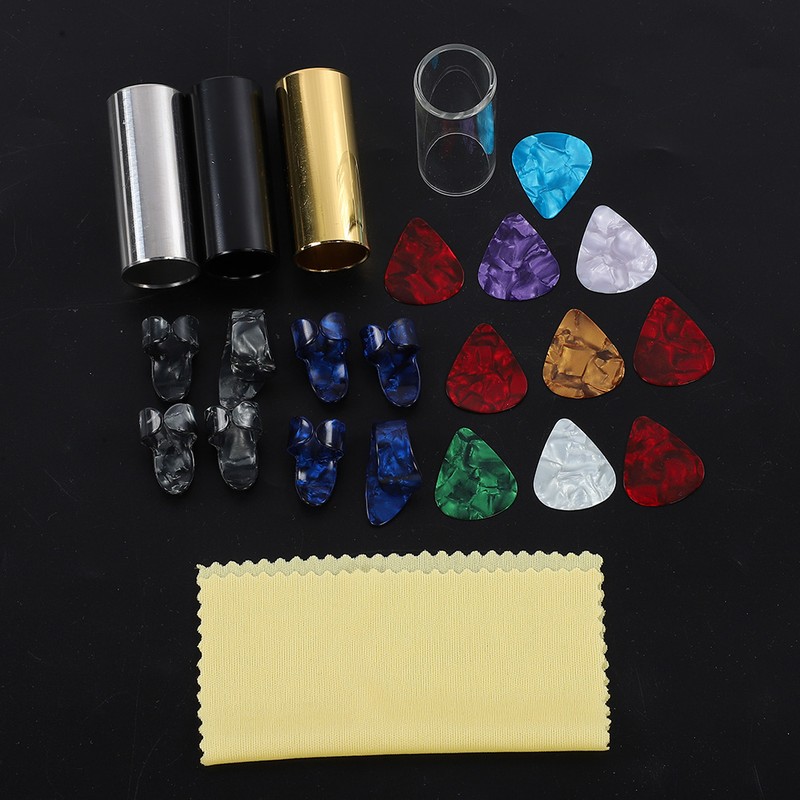 Guitar Accessories Kit 10 Celluloid Pick 4 Guitar Slider 8