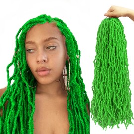 24 Inch 7 Packs Green Soft Locs Crochet Hair Color New Faux Locs Pre-looped Super Lightweight Synthetic Hair Braids For Black Women(24inch, 7packs, green)