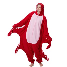 wotogold Animal Octopus Pyjamas Unisex Adult Cosplay Costumes, red