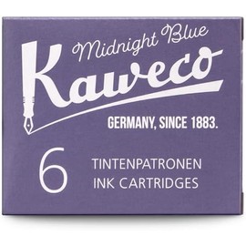 Kaweco Cartuchos de tinta para pluma estilográfica Azul Medianoche Paquete de 6 Tinta premium con cartuchos estándar cortos en azul Vegano, libre de crueldad, soluble en agua, para caligrafía y