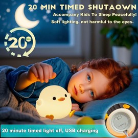 DREAMING MY DREAM Cute Duck Lamp,Do Do Duck Night Light,Silicone Squishy Nursery Bedside Lamp,USB Rechargeable Touch Table Lampfor Bedrooms, Living Room Decor Gift Toy
