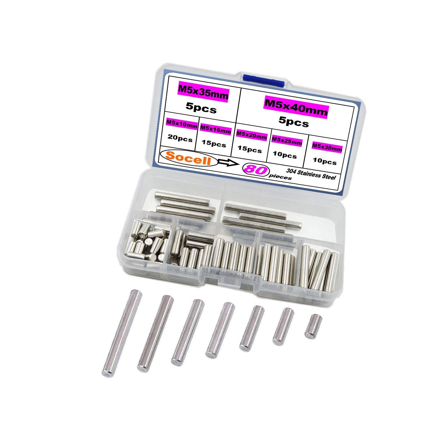 Socell 80 Pieces Dowel Pin Stainless Steel Shelf Support Pin Fasten ...