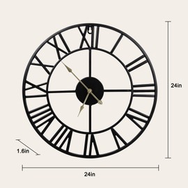 Ohweog Large Wall Clock – 24 Inch Oversized Wall Clocks Decorative – Modern Farmhouse Wall Clock with Roman Numerals – Silent Wall Clocks for Living Room Decor