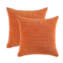 NAVIBULE Corduroy Throw Pillow Covers 20x20 Soft Decorative Pillow Covers Plain Yellow Throw Pillows for Couch Bed Sofa Pack of 2(20 x 20 in, Yellow)