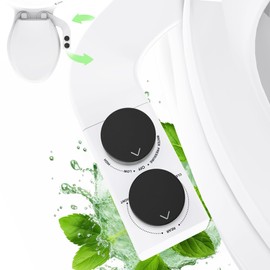 Terapaton Toilet Bidet With Left/Right Side Reversible Design, Fresh Water, Non-Electric, Toilet Bidet Attachment, Right/Left Hand Side with Dual Nozzle, Self-Clean, Easy to Install (Black Knob)