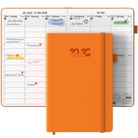 JAYSOO® Calendar 2025 Weekly Planner 21 x 14.5 cm Daily Plan and Timetable, 12 Month Diary Hardcover (Jan-Dec. 2025) for Work, Learning and Family Plan - Orange