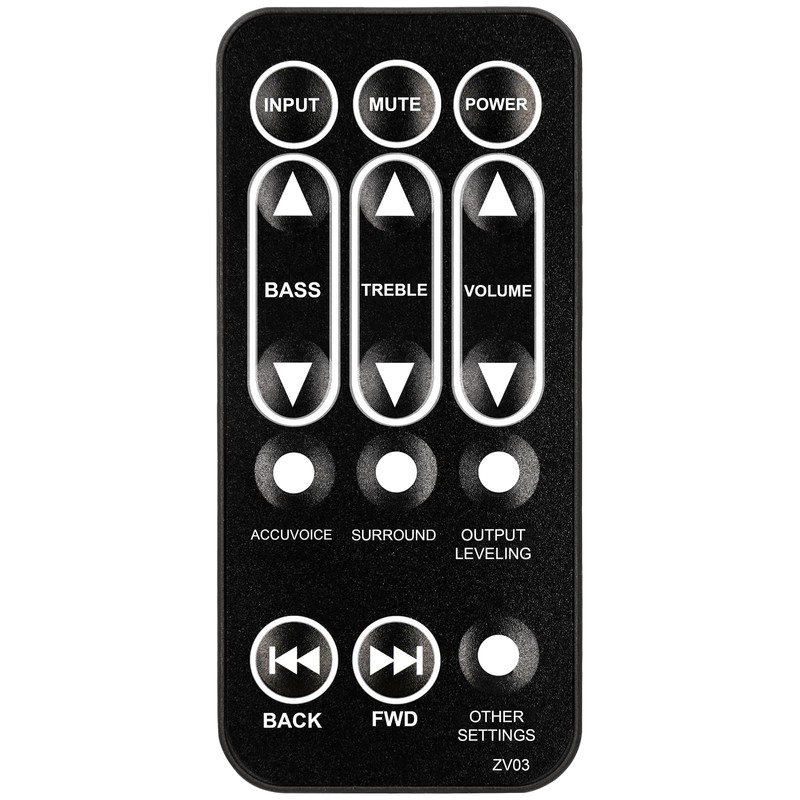 Replacement Remote Control for ZVOX Omni SOUNDBAR SB380 SB400 SB500
