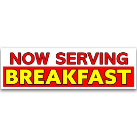 Now Serving Breakfast Vinyl Banner (Size Options) Large - 36x120